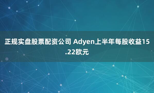 正规实盘股票配资公司 Adyen上半年每股收益15.22欧元